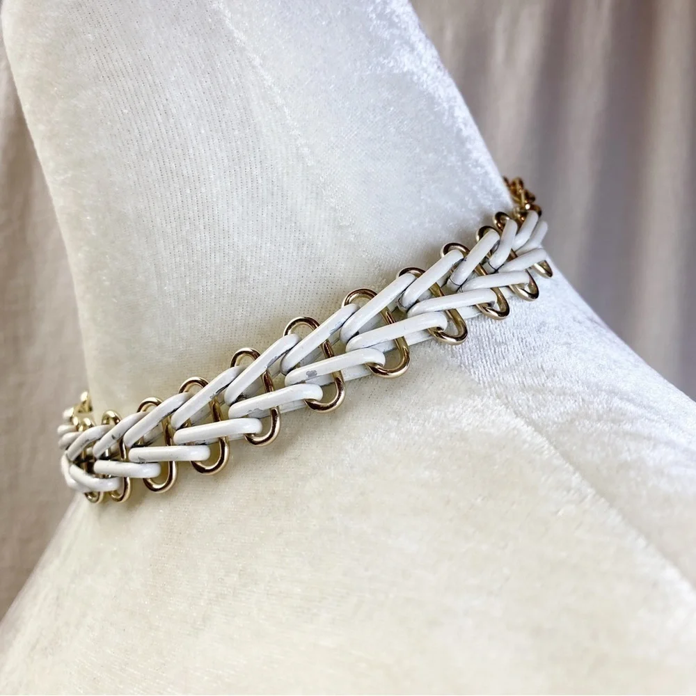 Vintage gold and white choker and earring set
